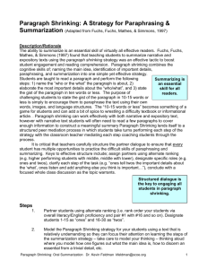 Comprehension: Oral Summarization – Paragraph Shrinking