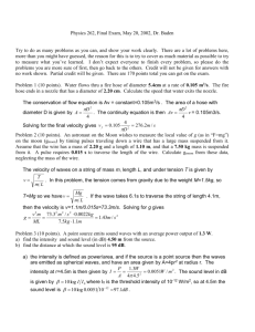Physics 262, Exam 1, March 1, 2001, Dr