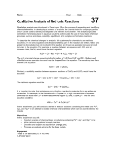 Qualitative Analysis of Net Ionic Reactions