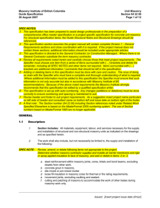 Unit Masonry Guide Specification - Masonry Institute of British