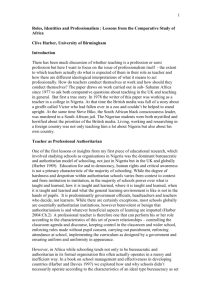 Teacher Roles, Identities and Professionalism : Lessons from the