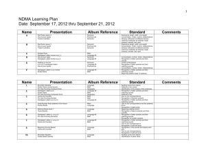 1 NDMA Learning Plan Date: September 17, 2012 thru September