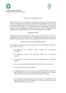Notice of Determination - Department of Environment and Local