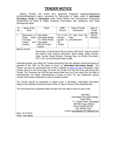 TENDER NOTICE Sealed Tenders are invited from Approved