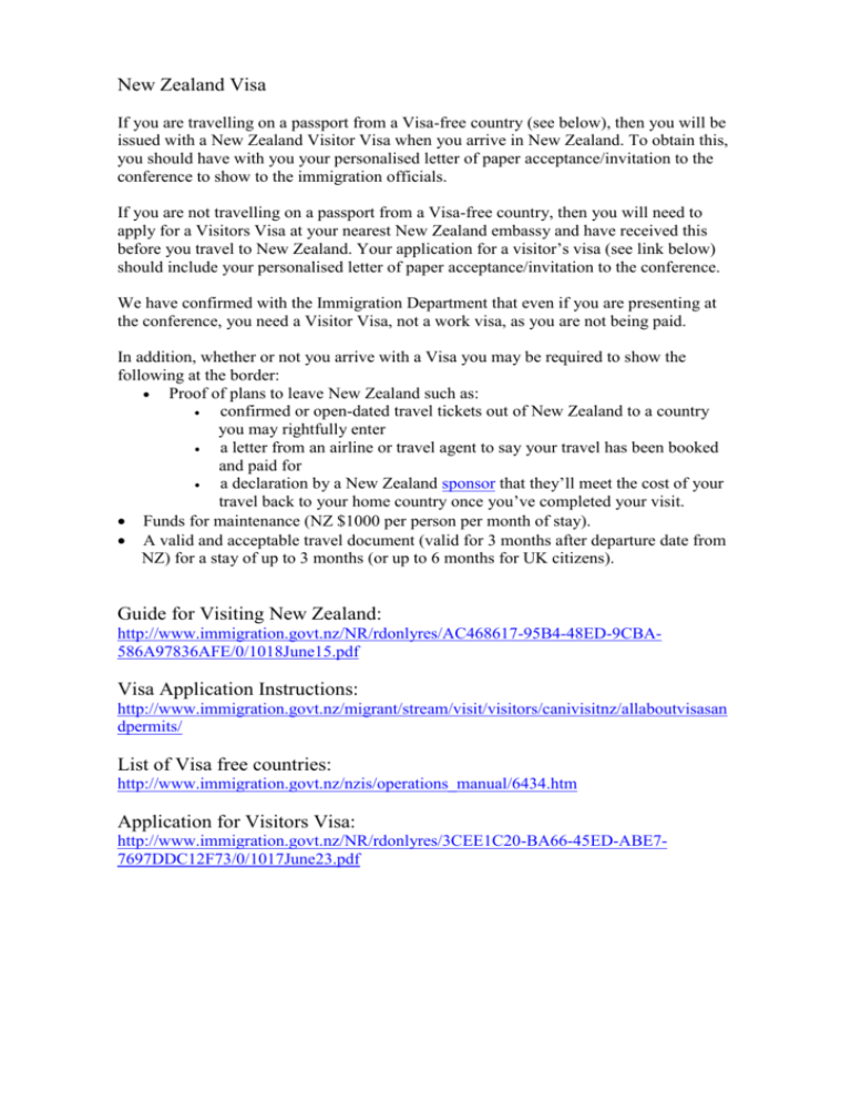 Overseas Visitors Visa Instructions