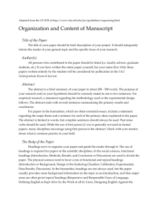 Organization and Content of a Manuscript