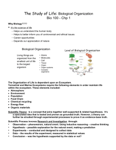The Study of Life: Biological Organization