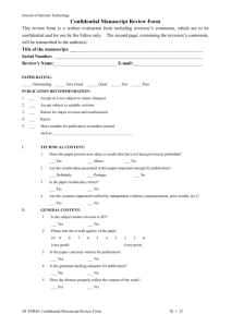 Confidential Manuscript Review Form