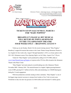 Tickets Go On Sale March 4 for Mary Poppins at the Ahmanson
