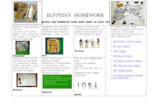 Year 4 Egyptian Homework Grid