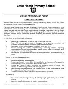 English and Literacy Policy - Little Heath Primary School
