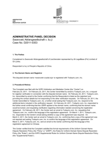 WIPO Domain Name Decision D2011-0353 for swarovski