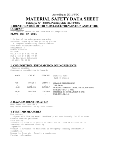 According to 2001/58/EC MATERIAL SAFETY DATA SHEET