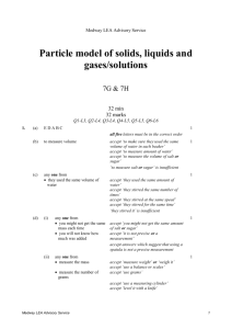 Particle model of solids, liquids and gases/solutions