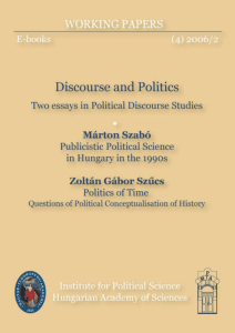 Márton SZABÓ Publicistic Political Science in Hungary in the 1990s