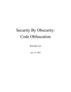 Code Obfuscation - Department of Computer Science