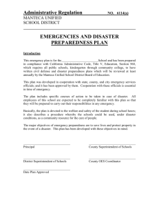 emergencies and disaster preparedness plan