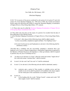 Examination of Engine Drivers of sea going ships