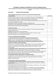 Paediatric Rheumatology Guidance Checklist