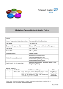 Medicines Reconciliation in Adults Policy