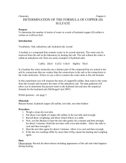 4 a of composition hydrate experiment a Hydrated Experiment: Introduction Salt 3U A SCH of Formula