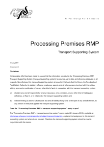 RMP Processing Premises - Transport Supporting System