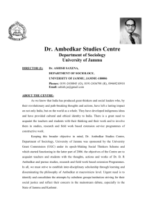 Dr. Ambedkar Studies Centre Department of Sociology University of