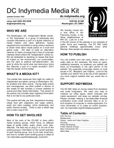 DC Indymedia Media Kit - Independent Media Center