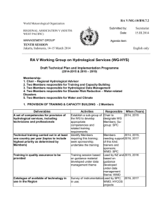 Draft RA V Working Group on Hydrology Technical Plan and its