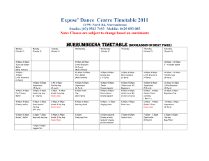 Expose` Dance Centre Timetable 2009