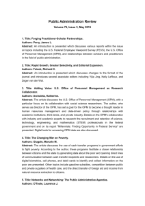 Public Administration Review Volume 75, Issue 3, May 2015 1. Title