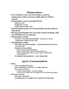 Notes For Chapter 10 - Metamorphism