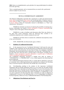 MUTUAL CONFIDENTIALITY AGREEMENT