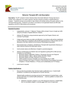 Independent Behavior Therapist (IBT) Job Description