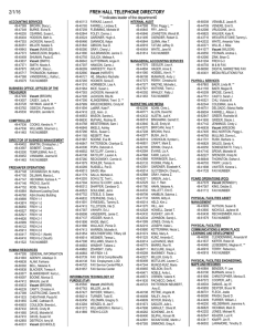 FREH Hall Telephone Directory