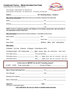 Colebrook Farms – MARE INFORMATION FORM