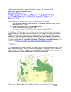 Wilderness Air Quality Value (WAQV) Plan