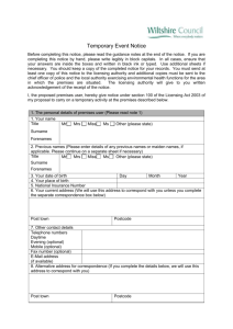 Temporary Event Notice Application Form Temporary Event Notice