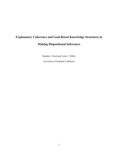 Explanatory coherence and goal-based knowledge structures in