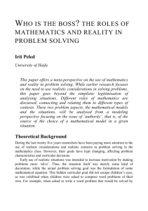 The Roles of Mathematics and Reality in Problem Solving