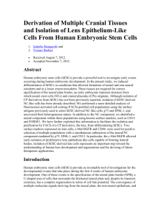 Derivation of Multiple Cranial Tissues and Isolation of