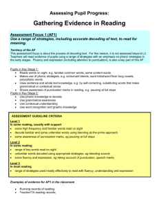 Assessing Pupil Progress: Gathering Evidence in Reading