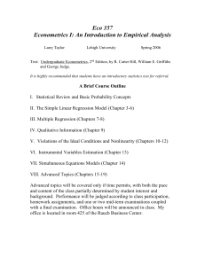 Econometrics I: An Introduction to Empirical Analysis