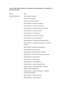 List Of UK Public Sector Framework Agreements In Relation To