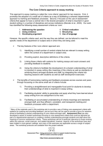 The Core Criteria approach to essay marking