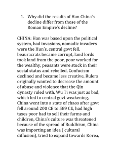 Why did the results of Han China`s decline differ from those of the