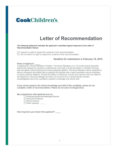 Nurse Residency Letter of Recommendation