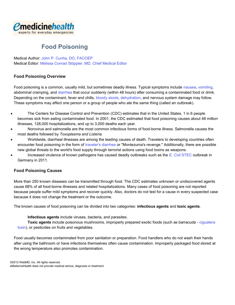 essay questions on food poisoning