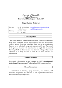 Organization Behavior Course Syllabus - Alexandria University