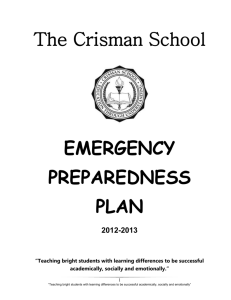 The Crisman School EMERGENCY PREPAREDNESS PLAN 2012